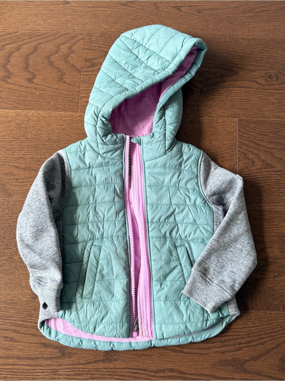 Roots Kids Green Quilted Jacket with Pink Lining (5T)